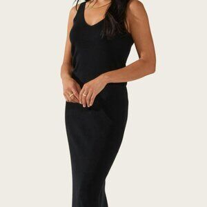 Italic Womans Black Dress Silk and Cashmere